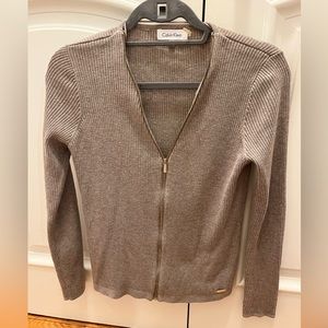 Calvin Klein zip-up sweater, Taupe: XS